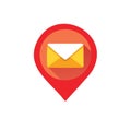Email icon in map marker shape with red and orange tones for digital navigation Royalty Free Stock Photo