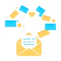 Email icon. Open envelope pictogram. Mail symbol, email and messaging, email marketing campaign for website design, mobile applica Royalty Free Stock Photo