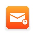 Email icon with question mark. Email icon and help, how to, info, query concept