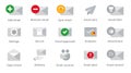 Email icon set collection grey isolated envelope mail management design isolated