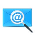 Email icon symbol with envelope and magnifying glass illustration isolated on white background Royalty Free Stock Photo