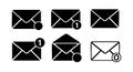 Email icons set with notification badges vector illustration in black simple design Royalty Free Stock Photo