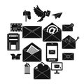 Email icons set, simple ctyle