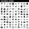 100 email icons set, simple style Royalty Free Stock Photo