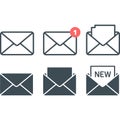 Email icons showing new unread and open messages Royalty Free Stock Photo