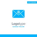 Email, Inbox, Mail Blue Solid Logo Template. Place for Tagline