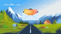 Email inbox transforming into vibrant landscape with interactive elements.