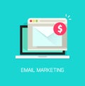 Email with income money received in laptop computer, e-mail marketing concept Royalty Free Stock Photo