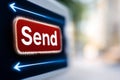Email interface with a clicked Send button and progress bar showing successful delivery