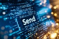 Email interface with a clicked Send button and progress bar showing successful delivery