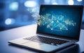 email interface on a laptop, Include elements that suggest an email marketing campaign in progress, clous up