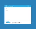 Email interface. Mail window template, internet message isolated frame, blank email UI design in blue. Vector Royalty Free Stock Photo