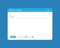 Email interface. Mail window template, internet message isolated frame, blank email UI design in blue. Vector