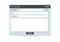 Email interface. Mail window template, internet message isolated frame, blank email UI design. Vector email window