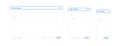Email interface. Outline mail window template for mobile phone, tablet and computer. Internet new message frame, blank email.