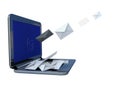 Email  laptop sending receiving - 3d rendering Royalty Free Stock Photo