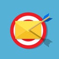 Email letter with arrow on the target. Royalty Free Stock Photo