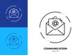 Email line art vector icon. Outline symbol of post envelope