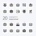 20 Email Line Filled Color icon Pack like open letter inbox email mail Royalty Free Stock Photo