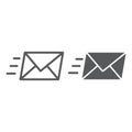 Email line and glyph icon, business and address Royalty Free Stock Photo