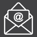 Email line icon, envelope and website Royalty Free Stock Photo