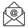 Email line icon, envelope and website