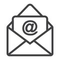 Email line icon, envelope and website