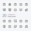 20 Email Line icon Pack like mark email email remove email Royalty Free Stock Photo