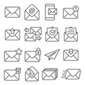 Email line icon set on white background