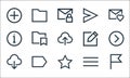 Email line icons. linear set. quality vector line set such as flag, favorite, download, menu, right, about, write, send, folder