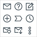 Email line icons. linear set. quality vector line set such as more, download, favourite, clock, right, add, write, help