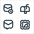 email line icons. linear set. quality vector line set such as postage stamp, message, mailbox