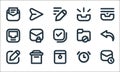 email line icons. linear set. quality vector line set such as schedule, folder, writing, watch, mailbox, inbox, folder, mail inbox Royalty Free Stock Photo