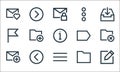 Email line icons. linear set. quality vector line set such as write, menu, add, folder, left, flag, right, more, right Royalty Free Stock Photo