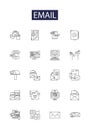 Email line vector icons and signs. E-mail, Correspondence, Newsletters, Inbox, Communication, Message, Electronic