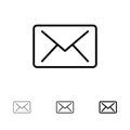 Email, Mail, Message Bold and thin black line icon set
