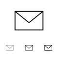 Email, Mail, Message Bold and thin black line icon set