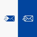 Email, Mail, Message Line and Glyph Solid icon Blue banner Line and Glyph Solid icon Blue banner Royalty Free Stock Photo