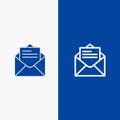 Email, Mail, Message, Text Line and Glyph Solid icon Blue banner Line and Glyph Solid icon Blue banner Royalty Free Stock Photo