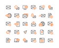 Email and Mail outline icon set. Royalty Free Stock Photo