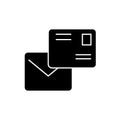 Email mailing black vector concept icon. Email mailing flat illustration, sign