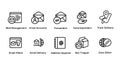 Email management account forwarder autoresponder mail filter box trapper zone editor icon collection set vector graphic