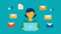 Email Management An image depicting a virtual assistant sorting through emails on a laptop with visual icons for email