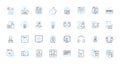 Email management linear icons set. Inbox, Unread, Archive, Priority, Filters, Unsubscribe, Reply line vector and concept