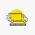 Free shipping banner with box car line icon vector Royalty Free Stock Photo