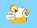 Email marketing analytics with performance tracking, open rates and email conversion insights. Digital strategy