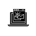 Email marketing black icon, vector sign on isolated background. Email marketing concept symbol, illustration Royalty Free Stock Photo