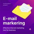 Email marketing business reaching online audience cyberspace advertising 3d icon landing page vector