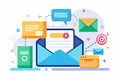 Email marketing campaign design featuring interactive messaging elements and colorful graphics for effective communication Royalty Free Stock Photo