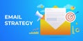 Email marketing campaign, digital advertising, newsletter, drip marketing online strategy and promotion. Envelope with open letter Royalty Free Stock Photo